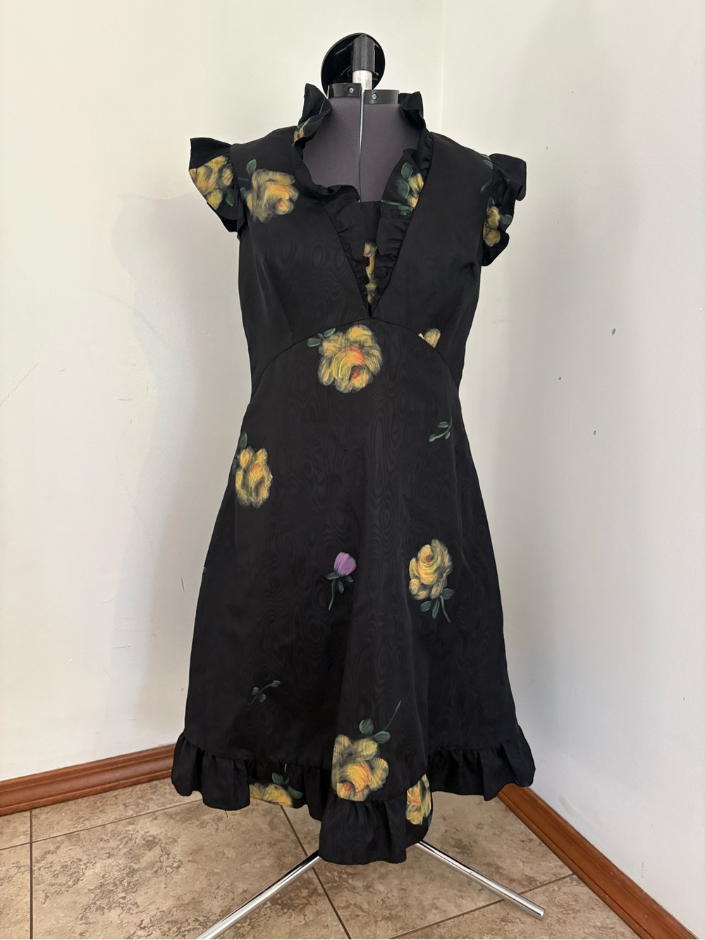 Vintage Floral Silk Dress